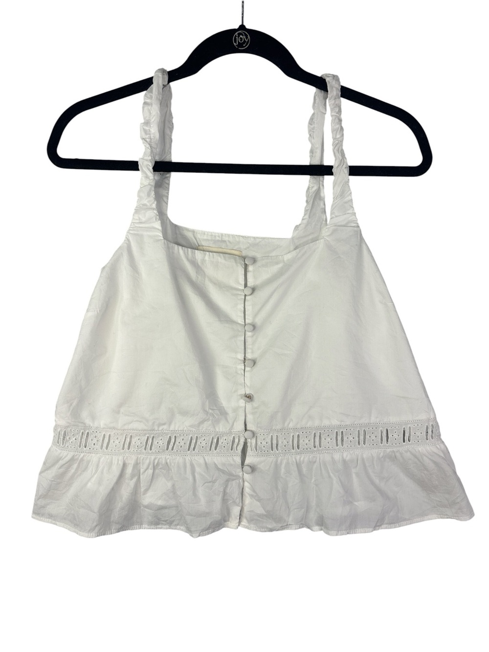 Djerf Avenue White Eyelet Button-Front Camisole